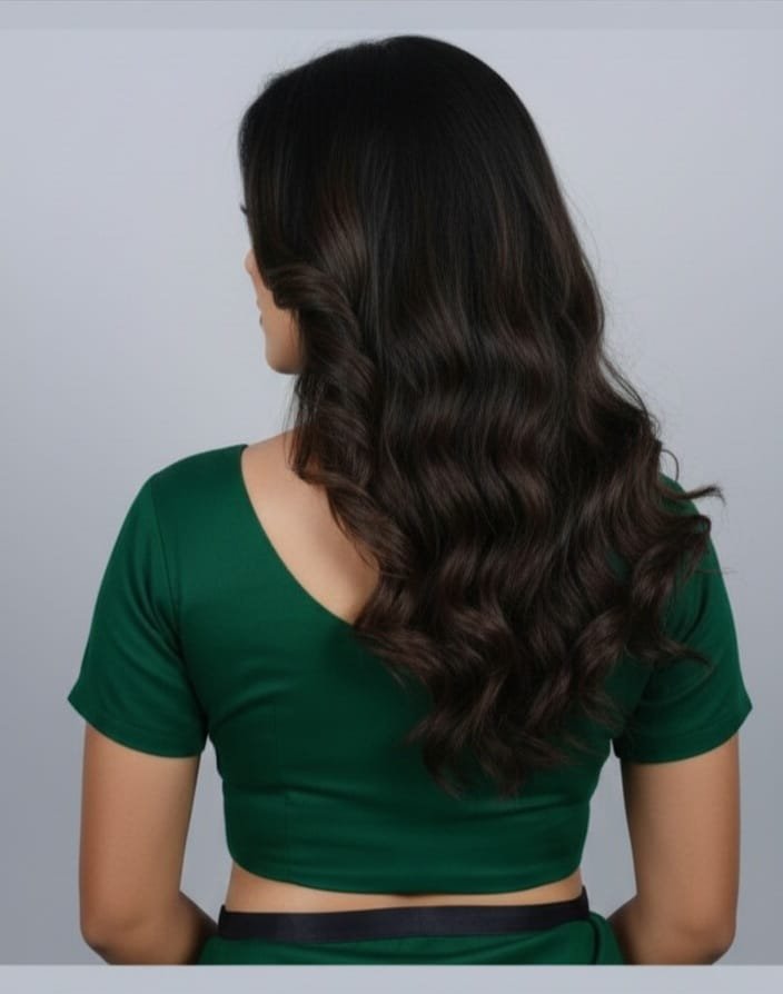 Dark Green Cotton Blouse - Image 4