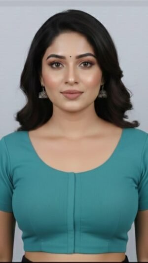 Teal Blue Cotton Blouse