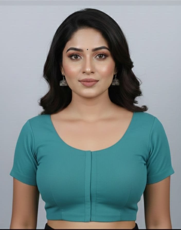 Teal Blue Cotton Blouse