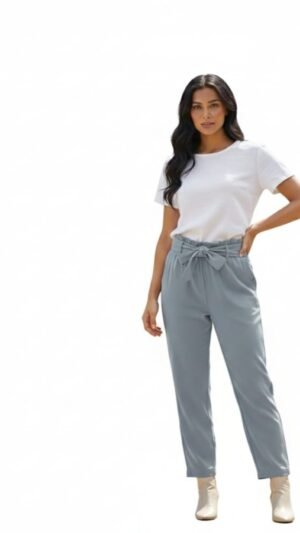 Cool Grey Korean Lycra Plazo Belt Pant